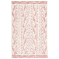 Area Rug, 5 x 8 ft, Hand Tufted Wool in Ivory and Pink