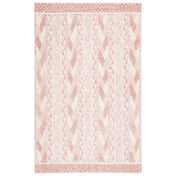 Area Rug, 5 x 8 ft, Hand Tufted Wool in Ivory and Pink