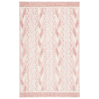 Area Rug, 5 x 8 ft, Hand Tufted Wool in Ivory and Pink
