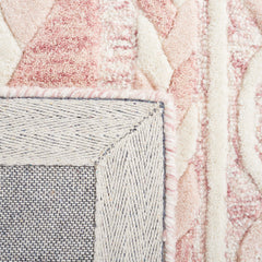 Area Rug, 5 x 8 ft, Hand Tufted Wool in Ivory and Pink
