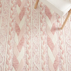 Area Rug, 5 x 8 ft, Hand Tufted Wool in Ivory and Pink