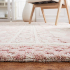 Area Rug, 5 x 8 ft, Hand Tufted Wool in Ivory and Pink