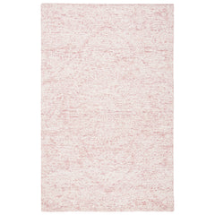Area Rug, 5 x 8 ft, Hand Woven Wool in Pink and Ivory