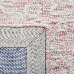 Area Rug, 5 x 8 ft, Hand Woven Wool in Pink and Ivory