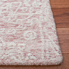 Area Rug, 5 x 8 ft, Hand Woven Wool in Pink and Ivory