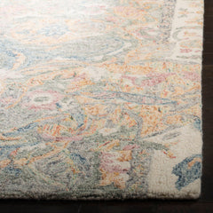 Area Rug, 5 x 8 Ft, Hand-Woven Wool with Ivory and Sage Floral Pattern