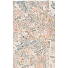 Area Rug, 5 x 8 Ft, Hand-Woven Wool with Ivory and Sage Floral Pattern