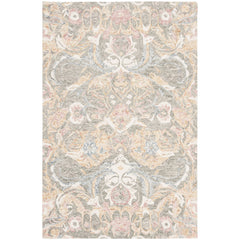 Area Rug, 5 x 8 Ft, Hand-Woven Wool with Ivory and Sage Floral Pattern