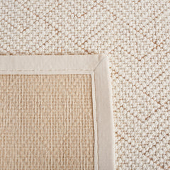 Area Rug, 5 x 8 ft, Ivory Jute, Sisal and Wool with Geometric Pattern