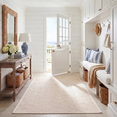 Area Rug, 5 x 8 ft, Ivory Jute, Sisal and Wool with Geometric Pattern