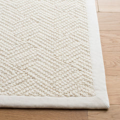 Area Rug, 5 x 8 ft, Ivory Jute, Sisal and Wool with Geometric Pattern