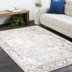 Area Rug, 5 x 8 Ft, Mist with Cotton and Viscose