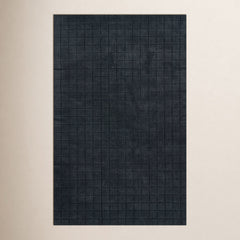 Area Rug, 5 x 8 ft, Navy Hand-Loomed Wool