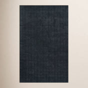 Area Rug, 5 x 8 ft, Navy Hand-Loomed Wool