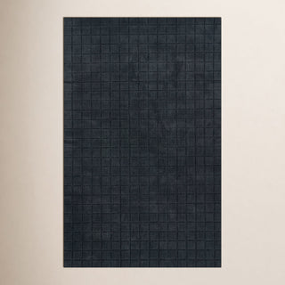 Area Rug, 5 x 8 ft, Navy Hand-Loomed Wool