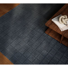 Area Rug, 5 x 8 ft, Navy Hand-Loomed Wool