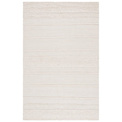 Area Rug, 5 x 8 ft with Natural Striped Wool and Cotton