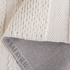 Area Rug, 5 x 8 ft with Natural Striped Wool and Cotton