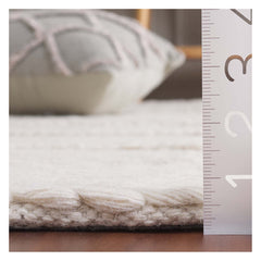 Area Rug, 5 x 8 ft with Natural Striped Wool and Cotton