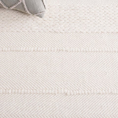 Area Rug, 5 x 8 ft with Natural Striped Wool and Cotton