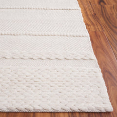 Area Rug, 5 x 8 ft with Natural Striped Wool and Cotton