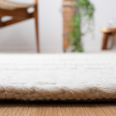 Area Rug, 5 x 8 ft with Natural Striped Wool and Cotton