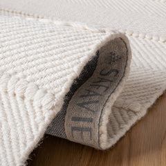 Area Rug, 5 x 8 ft with Natural Striped Wool and Cotton