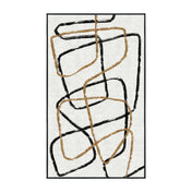 Area Rug, 5 x 8 ft with White and Black Abstract Chenille