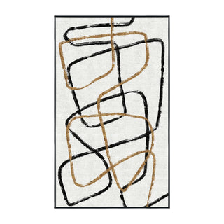 Area Rug, 5 x 8 ft with White and Black Abstract Chenille