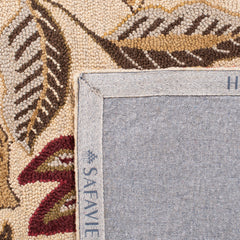 Area Rug, 5 x 8 ft Wool with Beige and Multi Floral Pattern