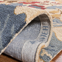 Area Rug, 5 x 8 ft Wool with Beige and Multi Floral Pattern