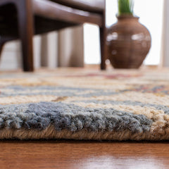 Area Rug, 5 x 8 ft Wool with Beige and Multi Floral Pattern