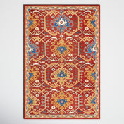 Area Rug, 5 x 8 ft, Yellow and Red Oriental Wool