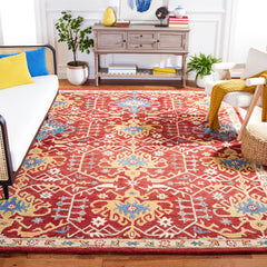 Area Rug, 5 x 8 ft, Yellow and Red Oriental Wool