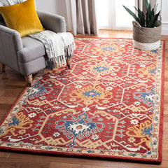 Area Rug, 5 x 8 ft, Yellow and Red Oriental Wool