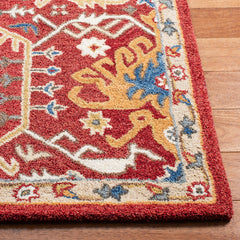 Area Rug, 5 x 8 ft, Yellow and Red Oriental Wool