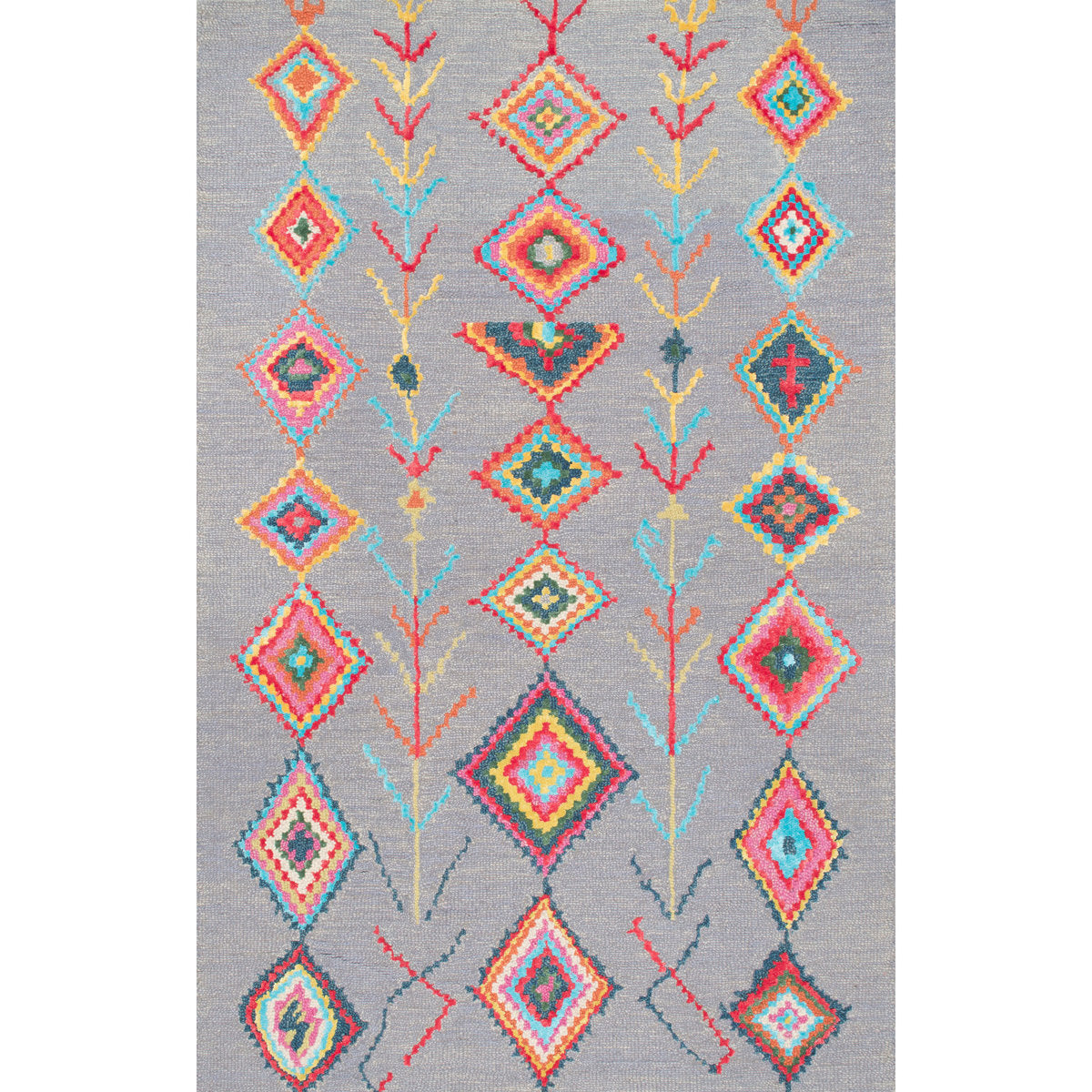 Area Rug, 5' x 8', Gray Hand-Tufted Wool and Viscose