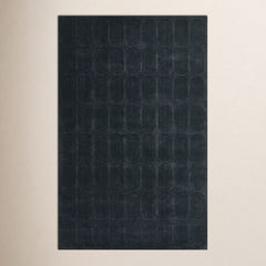Area Rug, 5' x 8' in Navy Wool with Geometric Pattern