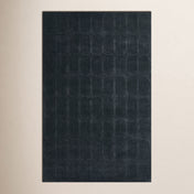 Area Rug, 5' x 8' in Navy Wool with Geometric Pattern
