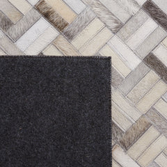 Area Rug, 5' x 8' Rectangle Cowhide, Chevron, Black and Gray