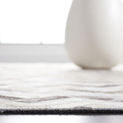 Area Rug, 5' x 8' Rectangle Cowhide, Chevron, Black and Gray