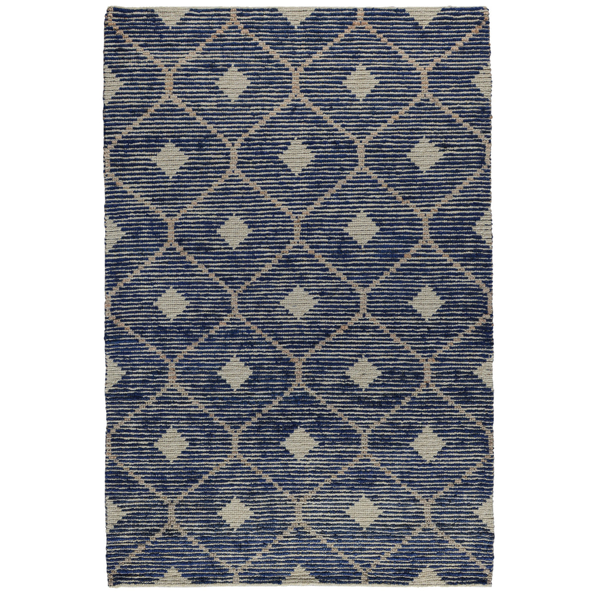 Area Rug, 5' x 8' with Indigo Geometric Pattern