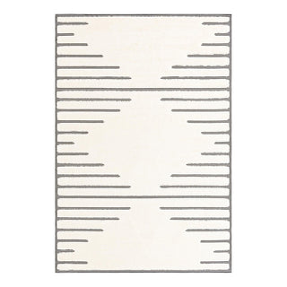 Area Rug, 6'1" x 9' in Ivory/White with High-Low Pile