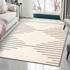 Area Rug, 6'1" x 9' in Ivory/White with High-Low Pile