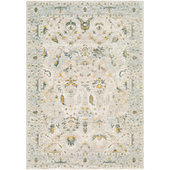 Area Rug, 6'7" x 9'6", Cream Polyester with Fringe