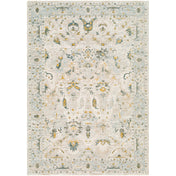 Area Rug, 6'7" x 9'6", Cream Polyester with Fringe
