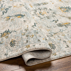 Area Rug, 6'7" x 9'6", Cream Polyester with Fringe