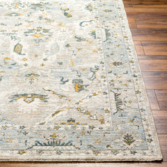 Area Rug, 6'7" x 9'6", Cream Polyester with Fringe