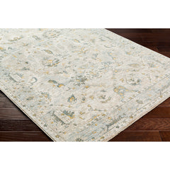 Area Rug, 6'7" x 9'6", Cream Polyester with Fringe