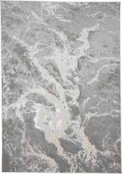 Area Rug, 6'7" x 9'6", Silver Gray with High-Low Pile